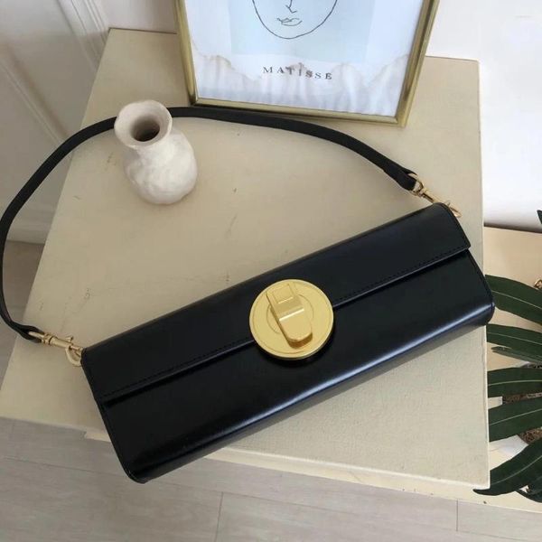 Bag Clutch Female 2024 Spring Ins Nische Retro Fashion Dinner Leder One-Shoulder Achselbaguette Handtasche