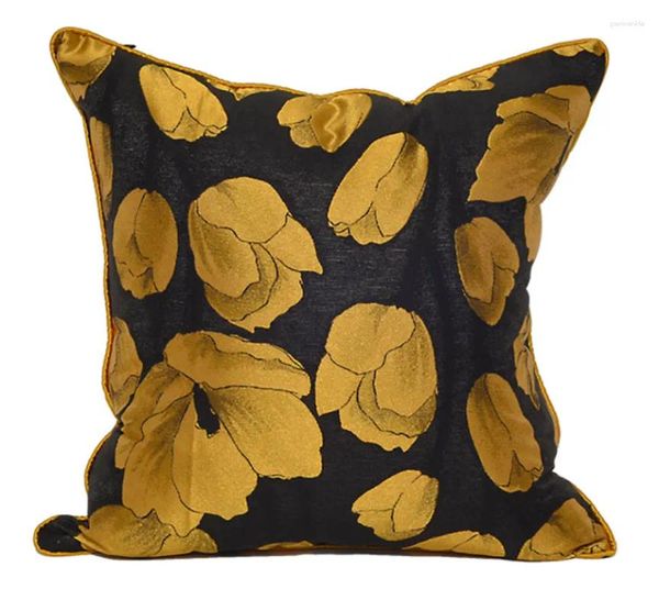 Подушка романтическая черная желтая цветочная декоративная подушка/Алмофадас корпус 45 50 Европейский винтажный цветочный чехол.