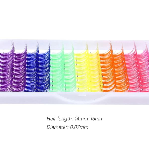 14/16mm D Curl cílios individuais coloridos cluster colorido cílios falsos suprimentos para extensões de cílios Produtos de maquiagem