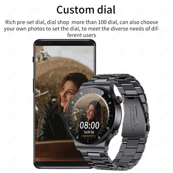 Lige 2024 NFC Uhr für Männer Bluetooth Call Smart Watch Blooddruck Android iOS Smartwatch Wetter Voller Touch Herrengelenkwache