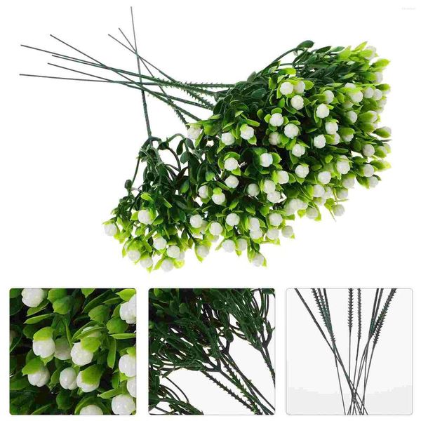 Flores decorativas 10 PCS Planta Planta Artificial Realistic Flower Hastes da sala de estar Plantas de casamento Plantas de casamento Arranjo falso