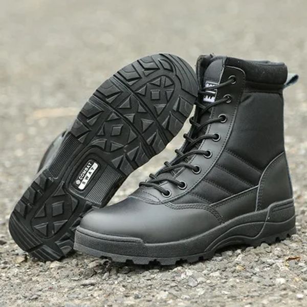 Botas novas botas de combate de couro militar dos EUA para homens combate botas de infantaria de botas táticas Askeri Bot Exército Sapatos Exército Big Size 3645