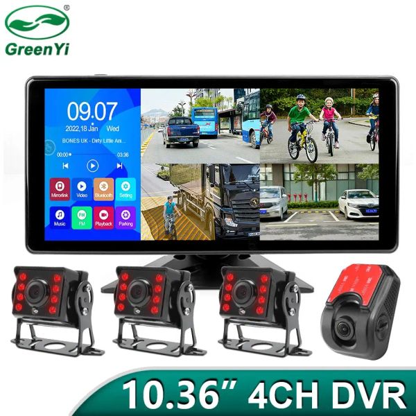 Greenyi 10.36 inç 4 Ch Split Ekran Kamyon Otobüs MP5 DVR Kayıt Monitörü RVS/Kamyon/Otobüs/Pikaplar için AHD 1080P Kameralı Kayıt Monitörü