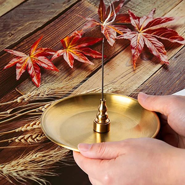 Creative Metal Incense Burner Brass Gourd9 Holos Incense Incense Plate Catcher Catcher Buddhism Supplies Decoração de casa