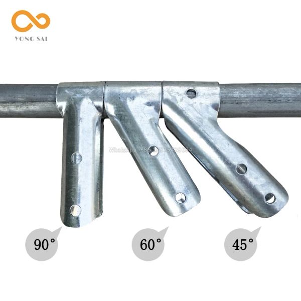 Gewächshaus-Stahlrohranschluss, Rahmenfixierzubehör für das Züchtung Gewächshaus, 45 °/60 °/90 ° T-förmige Rohrverbindungsklemme