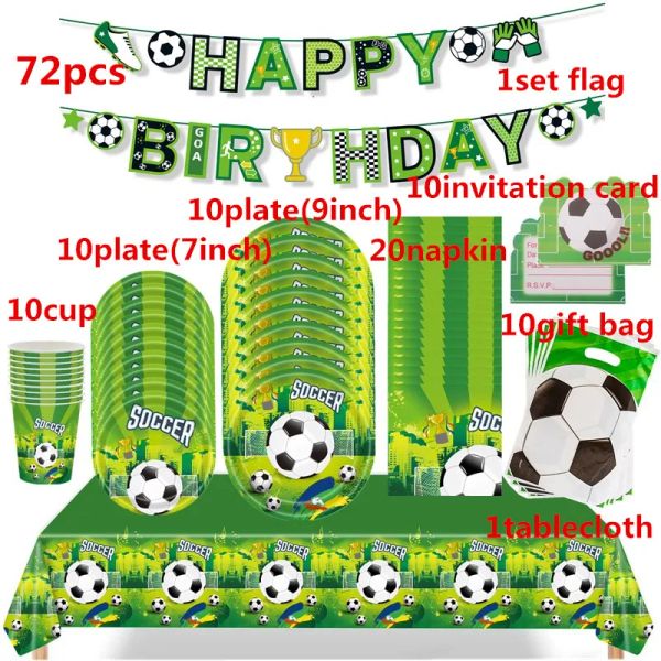 Tema de futebol verde infantil festas de festas de aniversário suprimentos suprimentos de chá de chá de chá de papel de papel de papel de copo de copo de papel de prato de prato