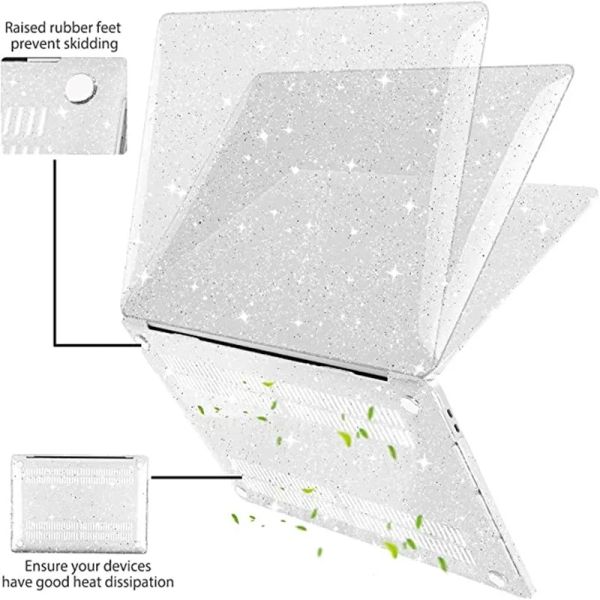 Fälle Laptop Fall für MacBook Air 13 Zoll A1932 A2179 Clear M1 2020 A2337 Matt A2681 M2 2022 Cover Pro 13.3 A2338 Glitter Bling Shell