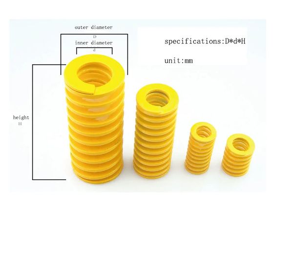 1 pcs giallo da 10 mm diametro stampo molla molla rettangolare in acciaio rettangolare leggero diametro interno a carico piccolo 5 mm lunghezza 15-100 mm