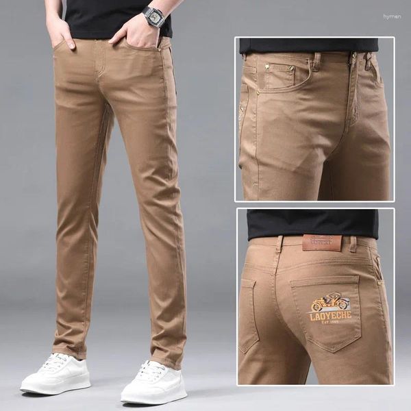 Herren Jeans Luxus hochwertiger Khaki Slim-sitzend Einfacher Herbst Frühjahrsbranche Casual Pink Hosen