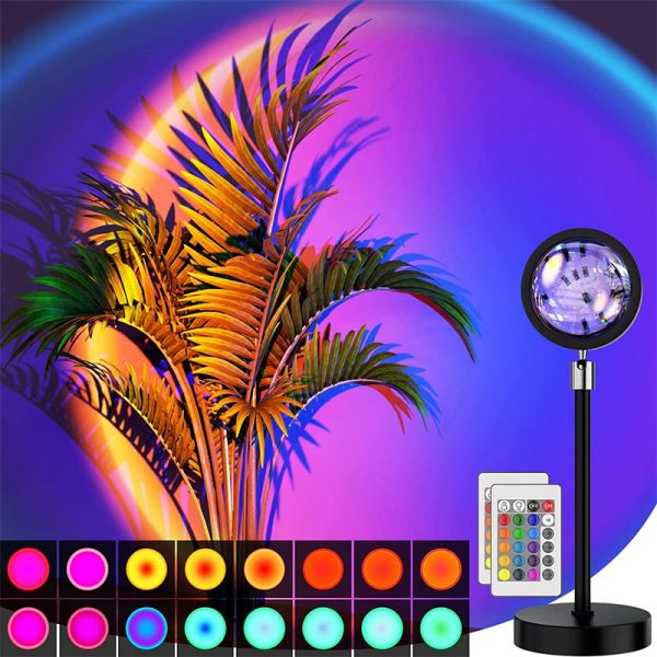 Acessórios 16 cores RGB USB Sunset Light Telefone Celular Fotografia Luz LED LED Rainbow Neon Night Light Photography Wall Lamp Wall