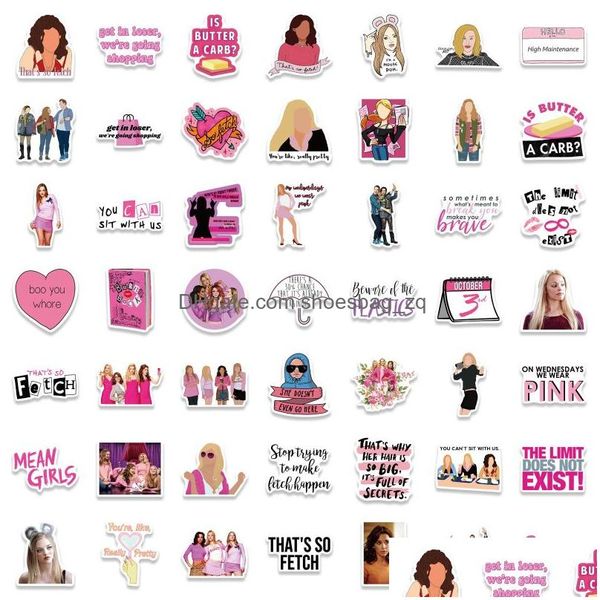 Kids Toy Adesions 50pcs American Classic Movies Mean Girls Pink Iti Iti Skateboard Car Motorcycle Bicycle Decals Deliu Deliping Dhpss Dhpss