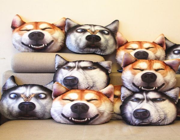 Fabrika Doğrudan Satış 3D Peluş Oyuncaklar Sevimli Köpek Kafa Yastığı Simülasyonu Komik Yastık Dolowed Hayvanlar Oyuncak Yastık Araba Cushion5804738