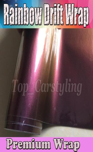 Глянцевая пеленка Rainbow Drift Car Wrap с воздушным пузырьковым выпуском, покрывающим стиль фольги, наклейки на изменение цвета 152x20M 45x67ft roll5690677