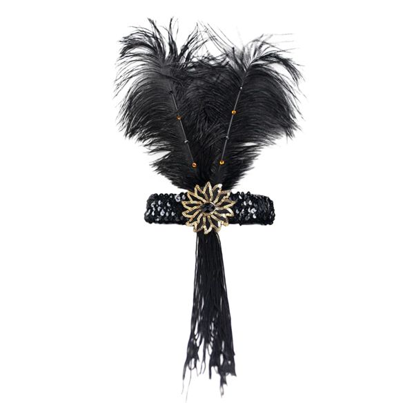 Copricapo di piume di paillettes alla fascia vintage per il festival indiano a banda per capelli retrò 1920 Gatsby Carnival Party Chiepe Accessorio per capelli
