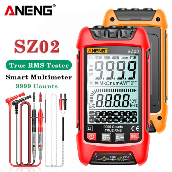 ANENG SZ02 Digital Multímetro Transistor Smart Testers 9999 Conta a verdadeira resistência à temperatura do medidor de capacitância elétrica RMS RMS RMS