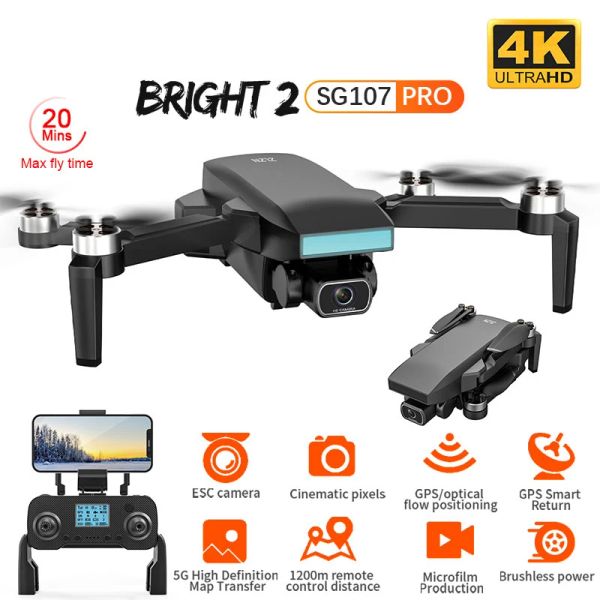 Drones zll sg107 mini drone com wifi profesional 4k hd câmera dupla fpv quadcopter fluxo óptico gesto controle sg107 pro rc dron