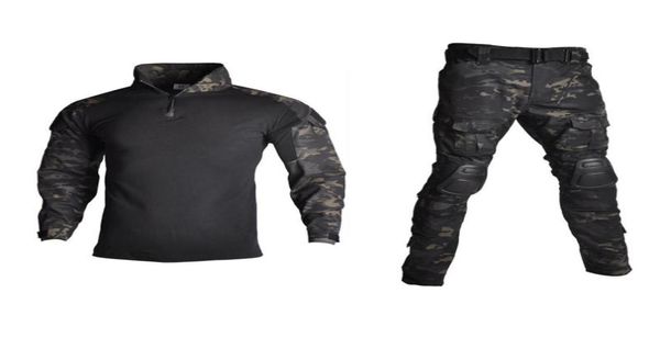 Defina a caça de roupas de paintball ao ar livre conjunto de tiro de uniforme de combate tático Camouflage Suits calças calças de cotovelo de cotovelo