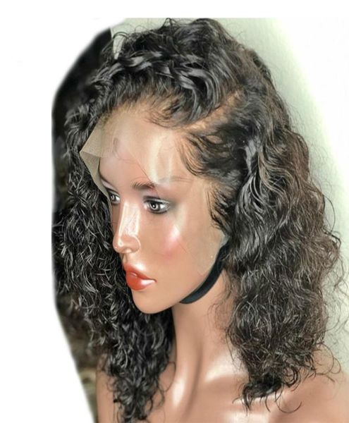 Brasilianische Spitze vorne menschliches Haar Perücken mit Babyhaar 134 kurze lockige Remy menschliche Haarspitzen Perücken für Frauen gebleichte Knoten32795267884514