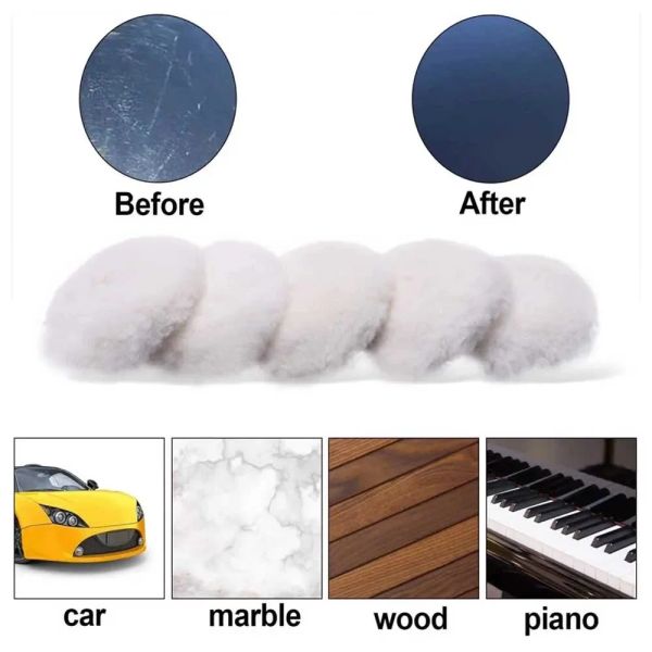 1pc Car Wool Posiling Pad 3/4/5/6/7 -дюймовый мягкий буфер овчины с крючком