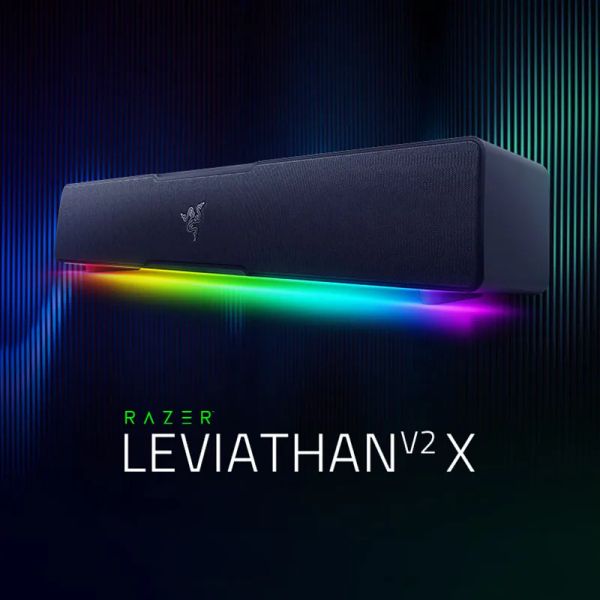 Lautsprecher Razer Leviathan V2 X Gaming Soundbar Compact Design Chroma RGB Bluetooth 5.0 für PC Desktop/Laptop -Smartphones -Tablets