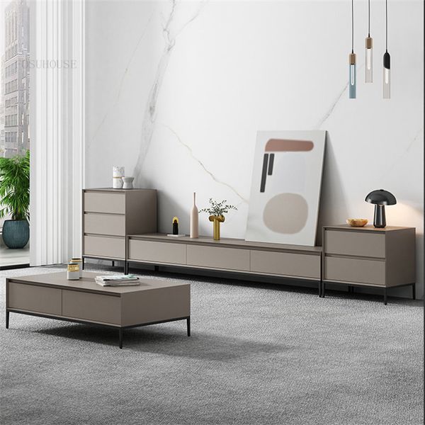 Italista minimalista de madeira de madeira para cabines de estar móveis nórdicos de luxo de luxo pequeno apartamento mesa de tv stand stand com combinação