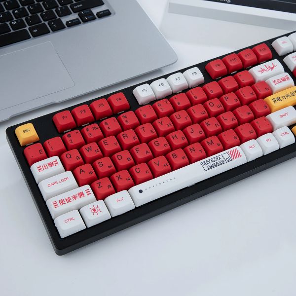 Zubehör Eva02 Russische Schlüsselkaps Red Eva Zweite Maschine PBT Sublimation XDA Profil XDA HEIGHEIT DIY Ball Cap Mechanische Tastaturschlüsselkappe