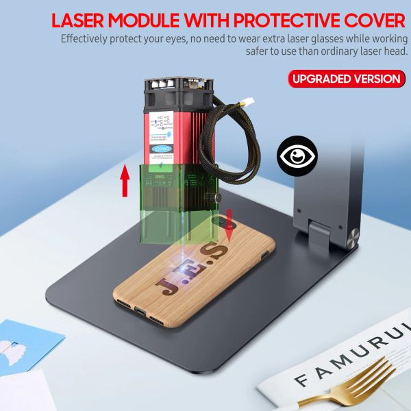 450nm 40W Módulo de laser CNC com tampa protetora de proteção focal focal Laser Cabeça de gravação de alta velocidade a laser Cutter 3D