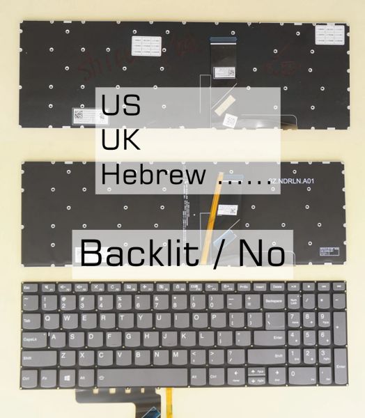 Teclados US UK Hebraico Teclado para Lenovo Ideapad 317ADA05 317e05 317iil05 317Iml05 330S15Arr 330S15AST 330S15ISK, Lit