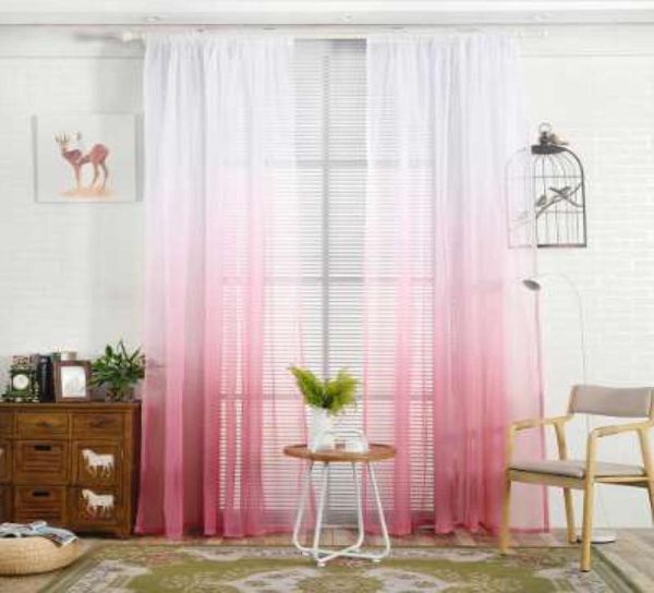 1pcs 200x100cm gradiente pura cortina de tule Tulle Window Drage Drape Valance 1 Painel Fabric cortinas impressas para o quarto7832041