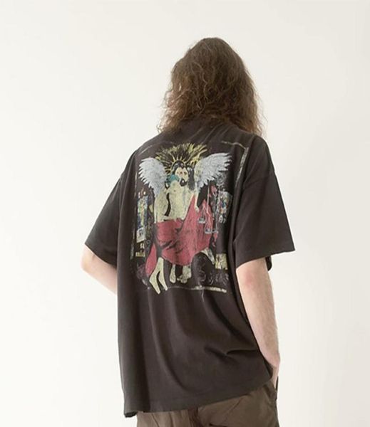 Saint Vintage T -Shirts Religion Ölmalerei Mann Rap Rocker Hip Hop Kurzärmel gewaschen alte T -Shirt Men039s Plus Größe Männer Wome2938761