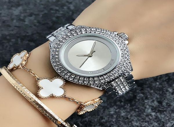 Бренд дизайна моды Women039s Girl Crystal Style Metal Steel Band Quartz Forist Watch M5019303