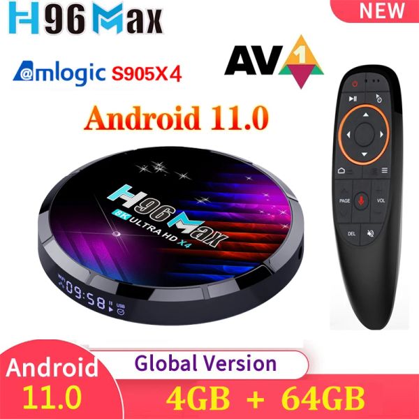 Caixa H96 Max X4 Caixa de TV Inteligente Android 11 Amlogic S905X4 4K HD 2.4G 5G Dual WiFi BT4.0 Receptor Media Player 4G 32G 64G Caixa superior definida