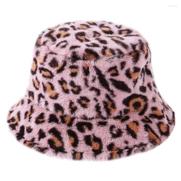 Berretti di berretti leopardo cappello da donna calda la pelliccia ha abbigliamento da donna peluche di pescatore poliestere