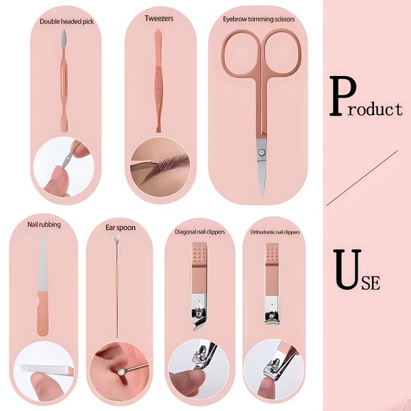 Set di strumenti per manicure da 7 pezzi/set di unghie, set di cuticole e kit per unghie per unghie, attrezzi per unghie, strumenti per unghie, utensili per nail art