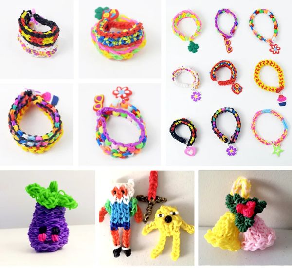 600pcs Nachfüllen neuer Webstuhlgummbänder Armband für Kinder Haargummi -Webstuhlbänder Machen Sie gewebte bunte Halskette DIY Spielzeug Weihnachtsgeschenk