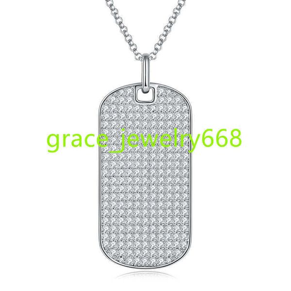 Hip Hop Dog Tag Pingente Charms 925 Sterling Silver Men Jóias Full Moissanite Diamond Colares para meninos