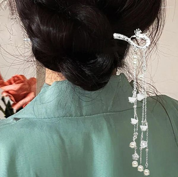 CLIPS Hair pavão tamel longo bastões de estilo chinês acessórios de gancho de cabelo de metal elegantes