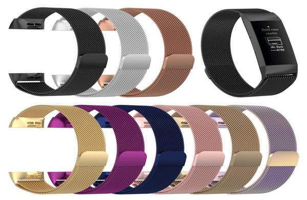 9 Colori per Fitbit Charge 3 Fitness Bande Magnetica Mialanese in acciaio inossidabile Sostituzione bande per braccialetti per Fitbit 3 Strap2910054