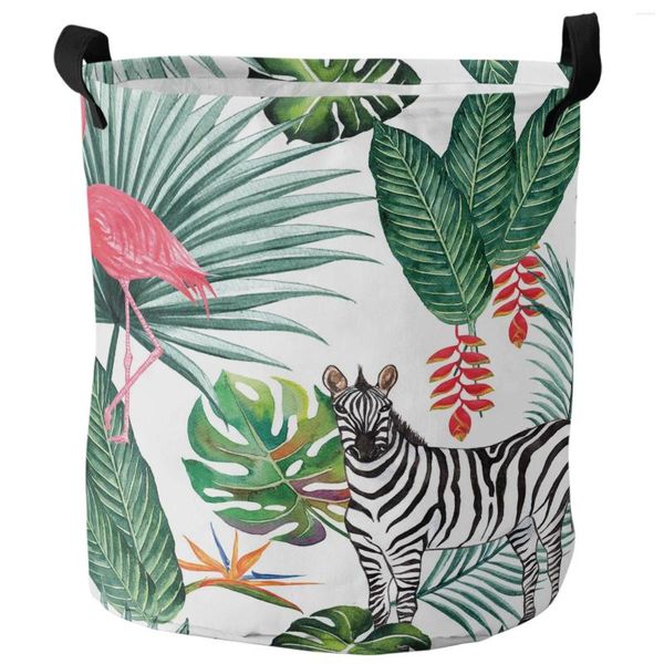 Sacchetti di lavanderia zebra fenicottero giungla tropicale giungla sporca sporca pieghevole abbigliamento per la casa impermeabile abbigliamento per bambini
