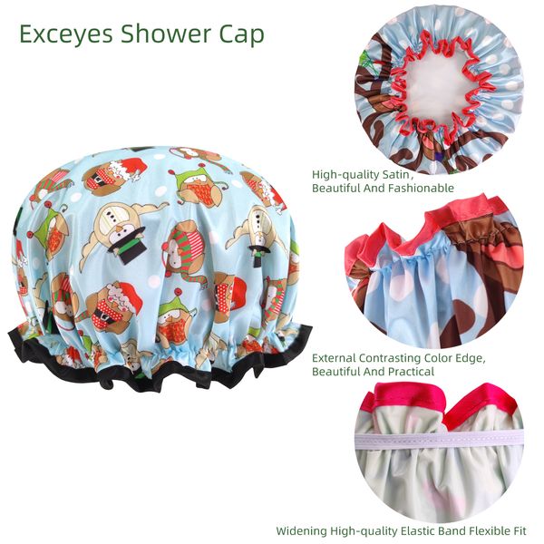 Su geçirmez kadınlar duş şapkası saten beanie saç kaput banyo aksesuarları şampuan çoklu duş kapakları banyo seti toz geçirmez