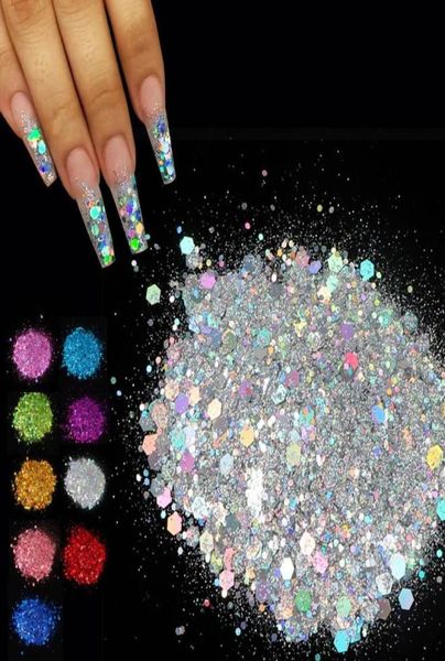 50 GBAG MIMED MIXED Chunky Sequestro glitter sequestro olografico Forma esagonale scintille scintillanti per la nail art Accossories 3D Gel Accossories3842721