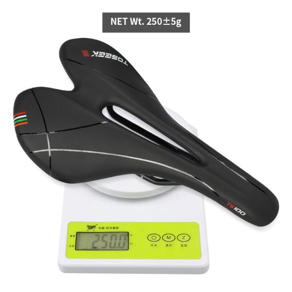 Toseek TS100 Plástico/PVC Bicycle Saddle de couro respirável Black MTB Saddle Acessórios de bicicleta Tipo de conforto para homens