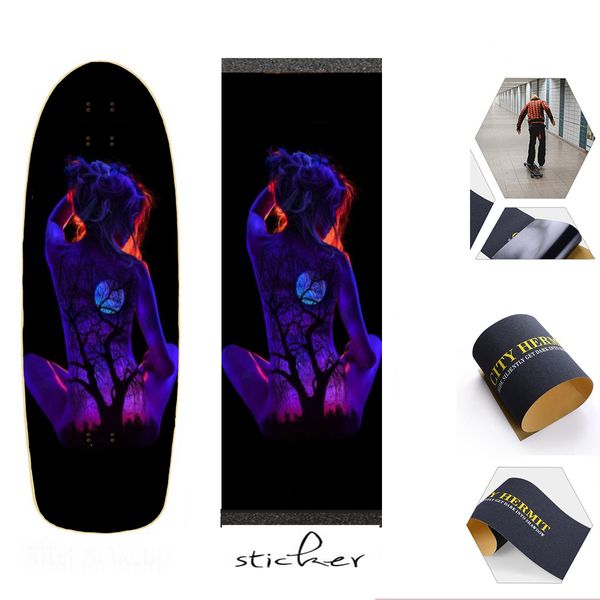 Skateboard Double Rocker Sandpaper 84*23 cm Sandblasting Scooter elettrico Modificato Scattina Skateboard Deck Anti-Slip Cintura Anti