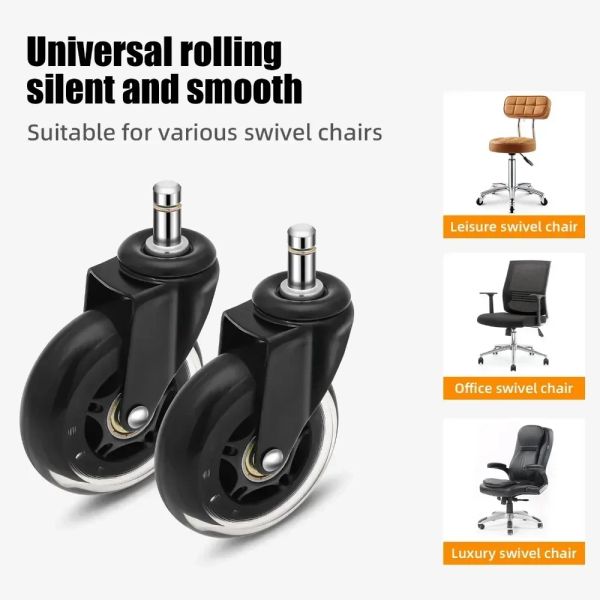 5pcs Universal Office Cult Caster Wheels 3 -дюймовые поворотные резиновые колеса замена колеса мягкие безопасные ролики Мебель оборудование