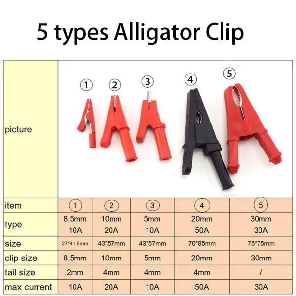 Rot+schwarz isoliertes Krokodil -Auto -Batterie -Test -Blei Clips Alligator Clips 2mm 4mm Bananenstopfensonde für Multimeter -Stift