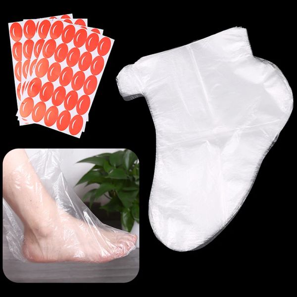 100pcs/bolsa descartáveis peças de pé de peidade transparente capa parafina banho esfoliando máscara de pé bolsas de terapia de soro livre vazio f
