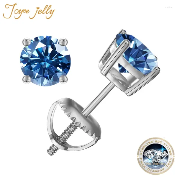 Stud Cuping Joycejelly 0.5-2Ct Moissanit Vidalar Geri Kulak Studs Classic Four Prong S925 Sterling Gümüş Lüks Takı Kadınlar için