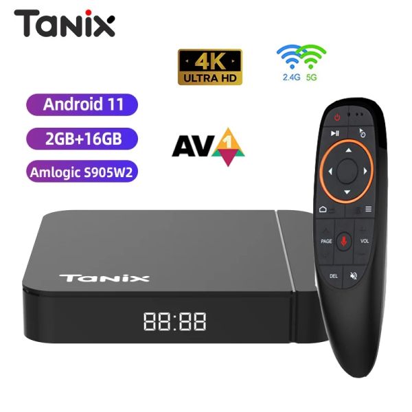 Caixa de TV inteligente Tanix W2 Android 11 amlogic S905W2 2G 16G 2.4G 5G WiFi dual H.265 3d AV1 BT 4K Media Players Set Top Box TVBox TVBox