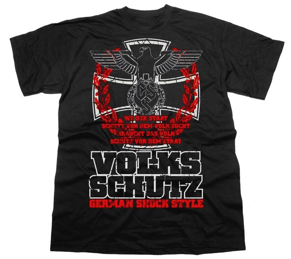 Volksschutz German Schock Style Empire Eagle Iron Cross Tshirt Summer Cotton Oneck с коротким рукавом с коротким рубашкой S3XL 240409