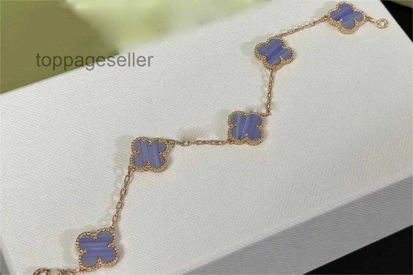 Van Jewelry Clover Bracelet Brand Luxury Brand Love Clover Designer Charm Bracelet for Women Light Purple Stone Bling Diamond Turquia Consistente Tênis Nai